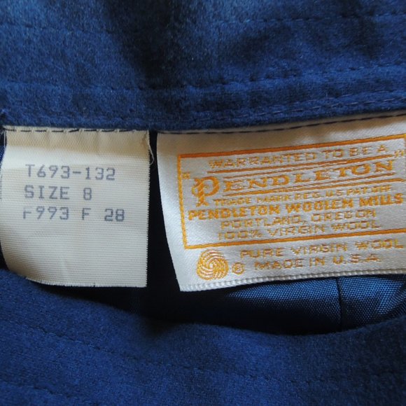 Pendleton Vintage Blue 100% Wool Lined Pencil Skirt 8 - Picture 7 of 7